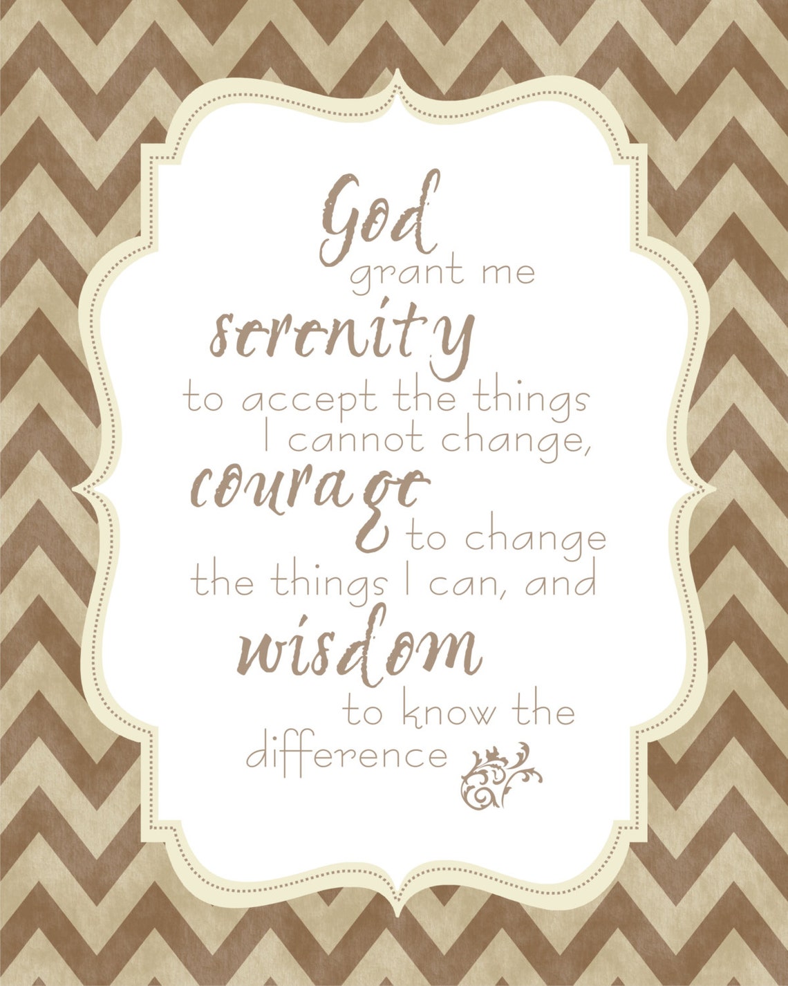 serenity prayer wall art printable chevron 8x10 instant etsy