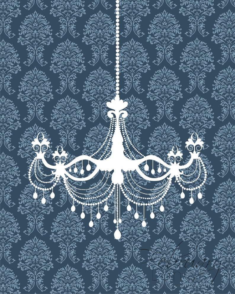 Chandelier Instant Download Printable set of 3 8x10 Navy | Etsy