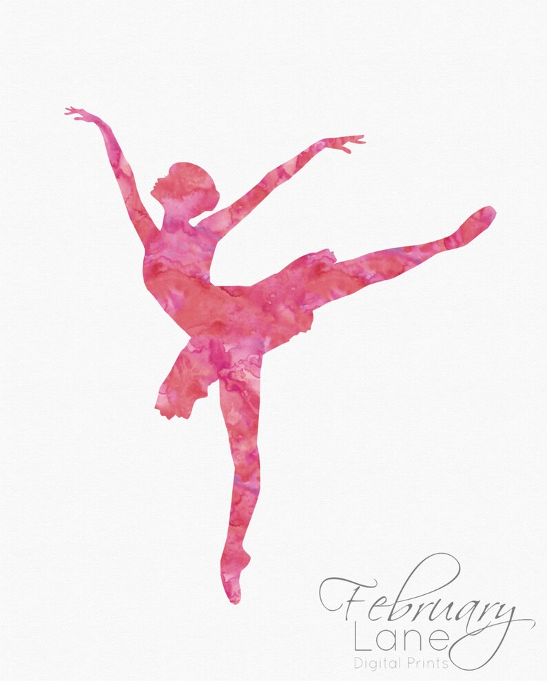 Ballerina Pink Watercolor Wall Art Printable Instant Download Etsy