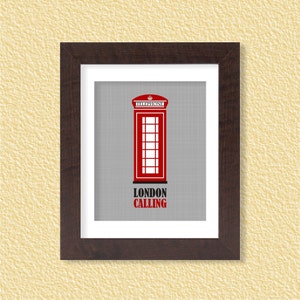 London Llamando al teléfono booth pared arte imprimible - 8x10 - Inglaterra Gran Bretaña rojo instantáneo descargar digital cartel impresión tipografía