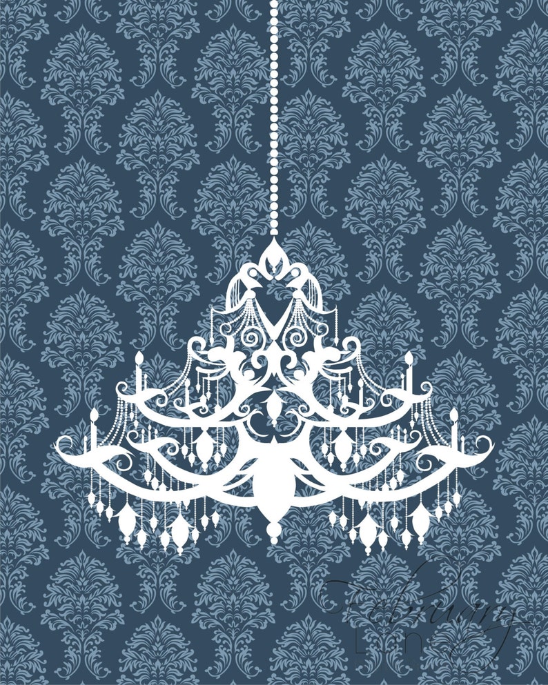 Chandelier Instant Download Printable set of 3 8x10 Navy | Etsy