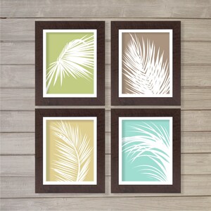 Palm Leaves - Color Block - Set of 4 - 8x10 - Tree Botanical Nature Green Instant Download Digital Printable Home Living Room Decor Wall Art