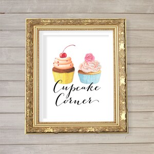 Cupcake Corner 8x10 Wydrukuj Natychmiastowe pobranie Urodziny Ślub Zaręczyny Baby Shower Przyjęcie Znak Plakat Stół z deserami Wózek z deserami