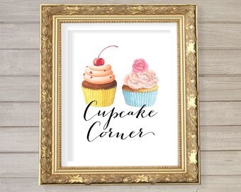 Cupcake Corner 8x10 Printable Instant Download Birthday Party Wedding Engagement Baby Shower Party Sign Poster Dessert Table Dessert Cart