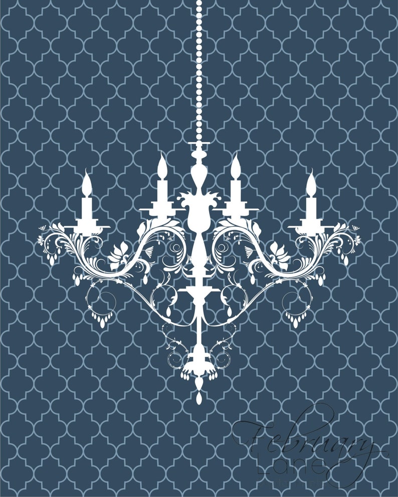 Chandelier Instant Download Printable set of 3 8x10 Navy | Etsy