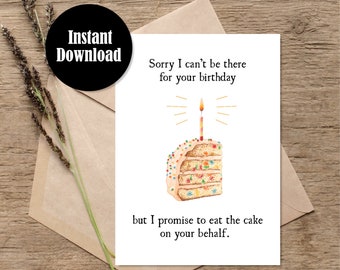 Printable Birthday Card Download Birthday Greeting Card Funny Birthday Card Birthday Cake Social Distancing Pandemic Print at Home