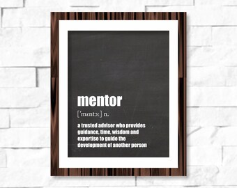 Mentor Definition Dictionary Wall Art Printable -8x10- Instant Download Gift for Mentor, Teacher, Tutor, Line Manager, Boss Decor Blackboard