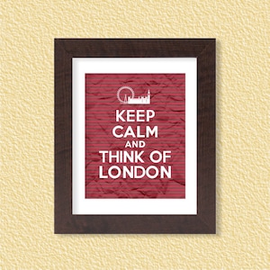 Keep Calm and Think of London Stripes 8x11 Instant Download, Digital Printable Poster, Print, Typography, Art, JPEG Image image 1