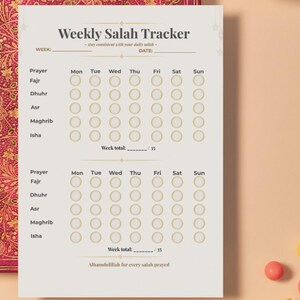 Weekly Salah Tracker Printable | Prayer Tracker PDF | Instant Download | Islamic Habit Tracker | Ramadan Planner image 5