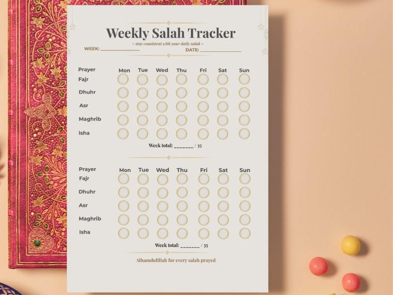 Weekly Salah Tracker Printable | Prayer Tracker PDF | Instant Download | Islamic Habit Tracker | Ramadan Planner image 5