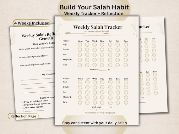 Weekly Salah Tracker Printable | Prayer Tracker PDF | Instant Download | Islamic Habit Tracker | Ramadan Planner