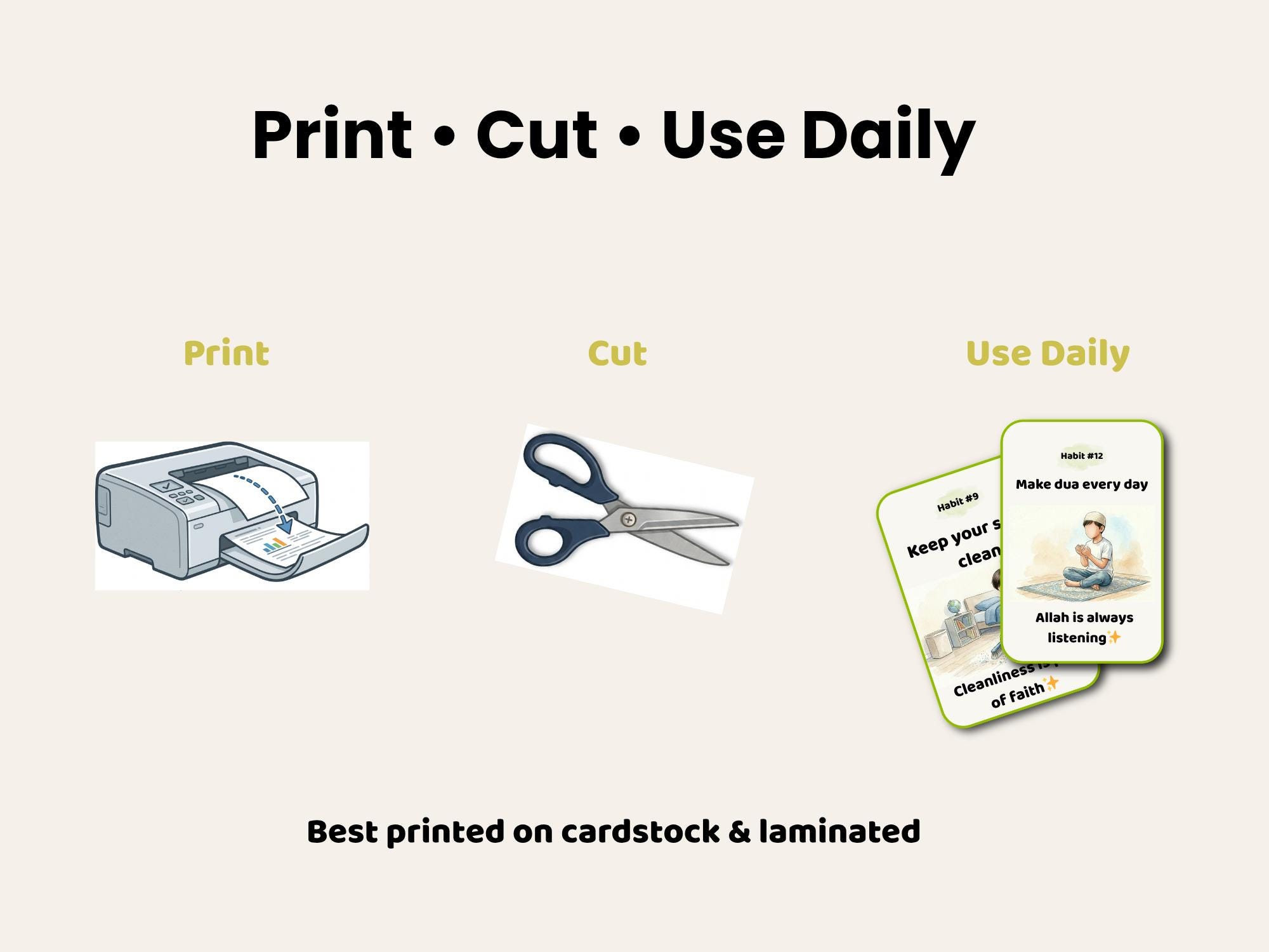 Islamic Habit Flashcards for Kids Printable | Muslim Kids Daily Routine ...