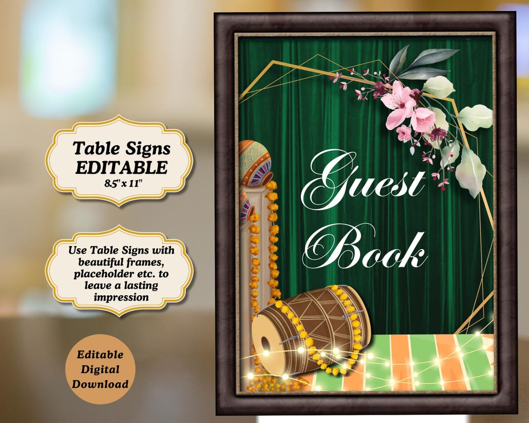 Custom Table Station Sign as Mehndi Decor | Editable Printable Guest ...