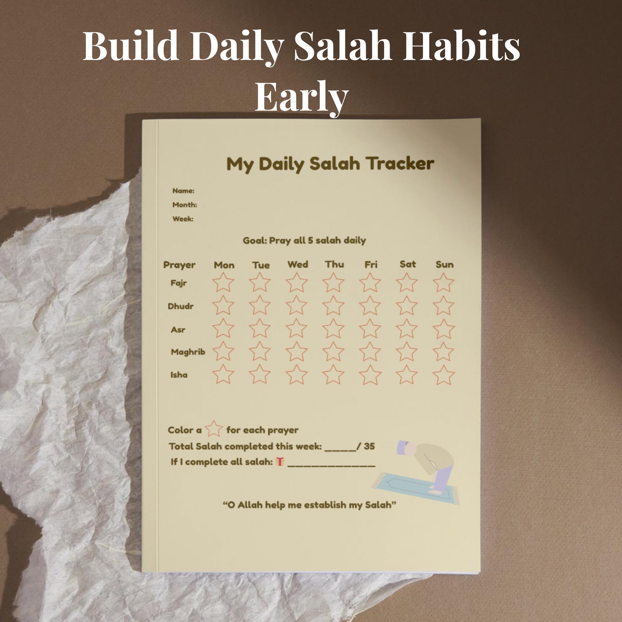 Weekly Salah Tracker Printable Kids Ages 7-10 | Islamic Prayer Chart ...