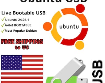 UBUNTU Linux 24.04.1 Newest Bootable/Live USB Flash Drive - Free Shipping