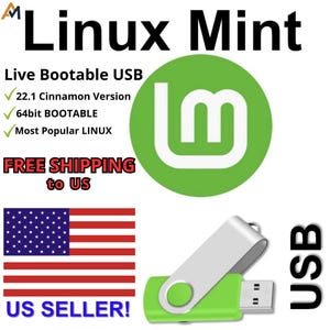Linux Mint Latest 22.1 Cinnamon Version 64bit bootable/live USB FREE SHIPPING