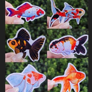 Conjunto de adesivos de peixinho dourado resistentes à água com 6 peças