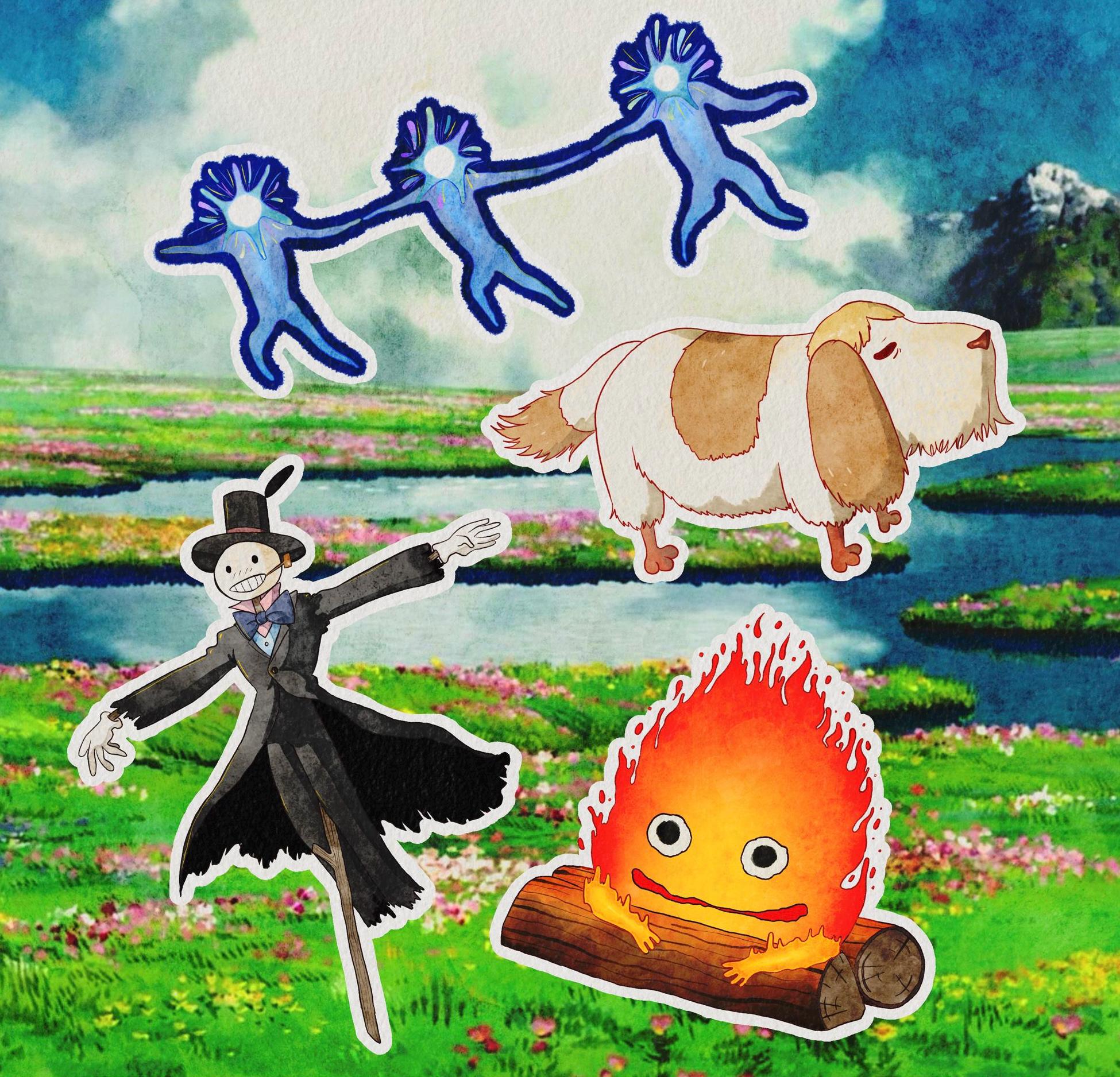 Waterproof Howls Moving Castle, Studio Ghibli Inspired Sticker Set 4pcs ...