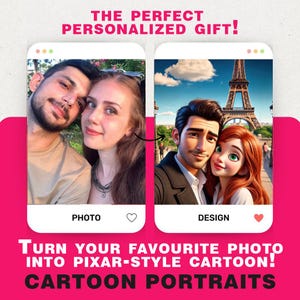 Personalized Pixar Style Portrait Drawing From Your Photo, Custom Digital Cartoon Illustration Gift for Birthday or Special Occasions