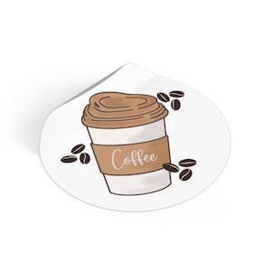 Coffee Lover Vinyl Stickers, Cute Coffee Stickers, Coffee Shop Decor, Coffee Enthusiast Gift, Aesthetic Laptop Stickers