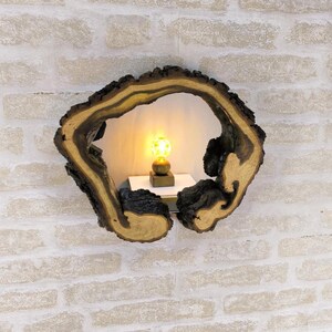 Rustic Oak Live Edge Mirror: Asymmetrical Wooden Frame