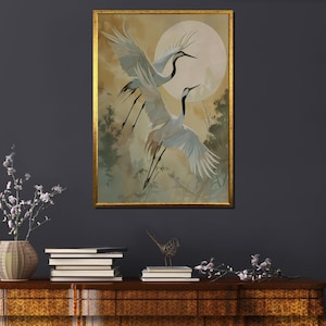 Crane Canvas Art Print: Elegant Bird Wall Decor