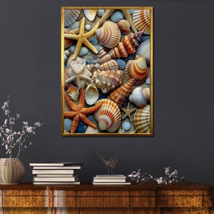 Seashells Canvas Art: Coastal Sea Life Artwork