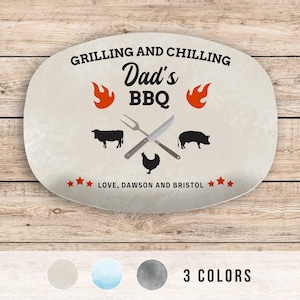 Daddy&#39;s Grilling Plate, Custom Serving Platter, Fathers Day Gift from Kids, Personalized Platter, BBQ Grilling Gifts, Kitchen Gifts for Dad
