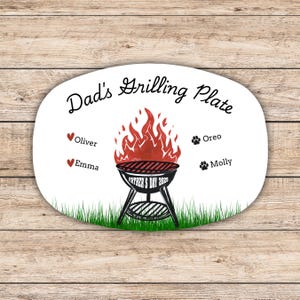 Dad&#39;s Grilling Plate, Custom Serving Platter, Fathers Day Gift from Kids, BBQ Grilling Gifts, Personalized Platter, Kitchen Gifts for Dad