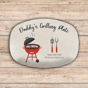 Daddy&#39;s Grilling Plate, Custom Serving Platter, Fathers Day Gift from Kids, Personalized Platter, BBQ Grilling Gifts, Kitchen Gifts for Dad