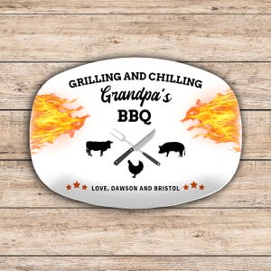 Daddy&#39;s Grilling Plate, Custom Serving Platter, Fathers Day Gift from Kids, Personalized Platter, BBQ Grilling Gifts, Kitchen Gifts for Dad
