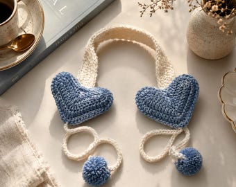 Crochet Heart Earmuffs Pattern PDF, Heart Ear Warmer Crochet Pattern, Pom Pom Earmuffs, Winter Crochet Accessory, Valentine Crochet Gift