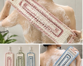 Crochet Back Scrubber Pattern PDF, Long Bath Scrubber Crochet Pattern, Exfoliating Shower Washcloth, Puff Stitch Back Washer, Spa Crochet