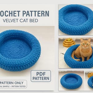 Crochet Velvet Cat Bed Pattern: Easy DIY Pet Nest (PDF Download)