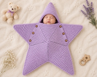 Crochet Star Baby Cocoon Pattern PDF, Baby Star Sleep Sack, Newborn Photo Prop, Baby Bunting Pattern, Instant Download