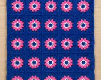 Patroon gehaakte madeliefje oma vierkant deken – bladerdeeg bloemendeken, babydeken pdf-zelfstudie