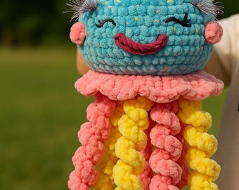 Regenbogen-Oktopus Häkelanleitung: Amigurumi-Spielzeug aus Samt (PDF-Anleitung)
