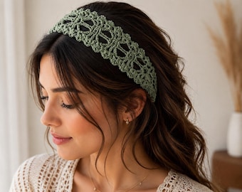 Crochet Lace Bandana Pattern PDF, Boho Headband Crochet Tutorial, Summer Hair Wrap Pattern, Easy Crochet Bandana, Festival Head Scarf