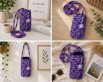 Crochet Phone Bag Pattern PDF, Crossbody Phone Pouch Crochet Pattern, Crochet Cell Phone Bag, Mini Crossbody Bag, Easy Crochet Pattern