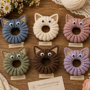 Häkelanleitung für ein Katzen-Haargummi (PDF), Häkelanleitung für ein Haargummi mit Katzenohren, niedliches Tier-Haargummi, Häkelanleitung für Haaraccessoires