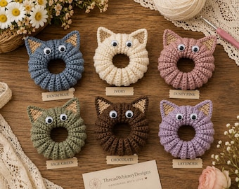 Crochet Cat Scrunchie Pattern PDF, Cat Ear Hair Tie Crochet Pattern, Cute Animal Scrunchie, Hair Accessory Crochet Tutorial
