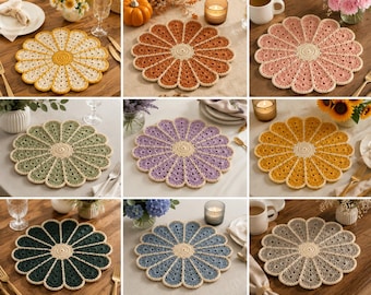 Crochet Daisy Placemat Pattern PDF, Flower Placemat Crochet Pattern, Spring Table Decor, Floral Table Mat, Summer Home Decor, Instant Downld