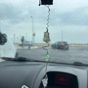 Sea Glass Car Charm: Handmade Boho Rearview Mirror Suncatcher