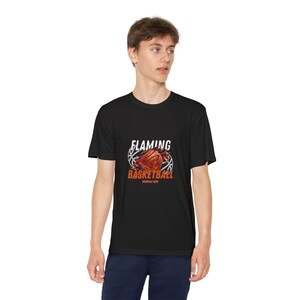 Flaming Basketball Youth Competitor Tee  Perfect for Young Athletes, Sports Events, Birthday Gifts, Basketball Season, Team Spirit