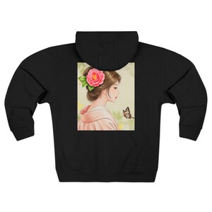 Butterflies of the World Ukiyoe Series NO.2, Unisex Zip Hoodie -Vintage Nature Lovers Gift, Japanese Art, Botanical Clothing, Unique Hooded