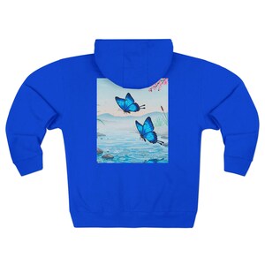 Butterflies of the World Ukiyoe Series NO.15, Unisex Zip Hoodie -Vintage Nature Lovers Gift, Japanese Art, Botanical Clothing, Unique Hooded