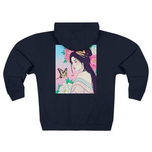 Butterflies of the World Ukiyoe Series NO.18, Unisex Zip Hoodie -Vintage Nature Lovers Gift, Japanese Art, Botanical Clothing, Unique Hooded