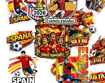 Adesivi 3D Coppa del Mondo 2026 Spagna Pacchetto di adesivi di calcio 2026, Design 3D.Vamos España, Fan di calcio PNG SVG, Download digitale della squadra spagnola,