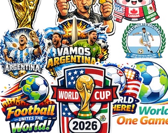 Adesivi 3D Coppa del Mondo 2026 | Adesivo "Game On World Football" | Adesivi con citazioni sul calcio | PNG stampabili | Download digitale