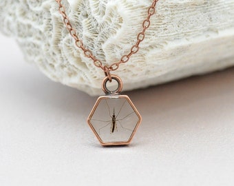 REAL Mosquito pendant necklace in resin, Virology science jewelry PhD degree gift Molecular Biology lab Entomology Genetics research insect